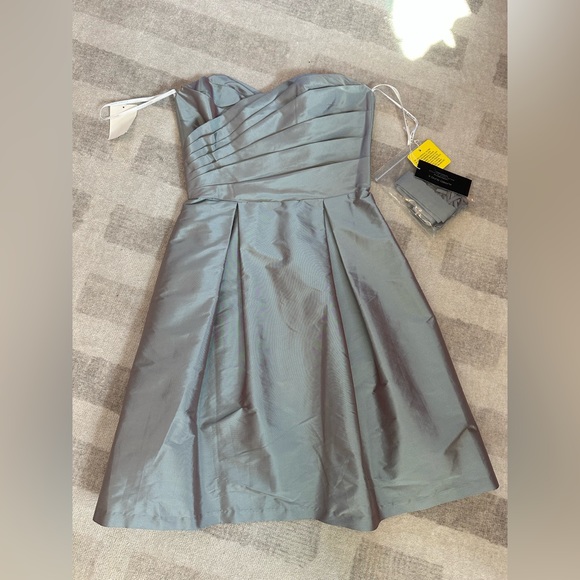 Alfred Sung Womens Draped Bodice Short Bridesmaid Dress D538 Atlantis NWT - Picture 3 of 11